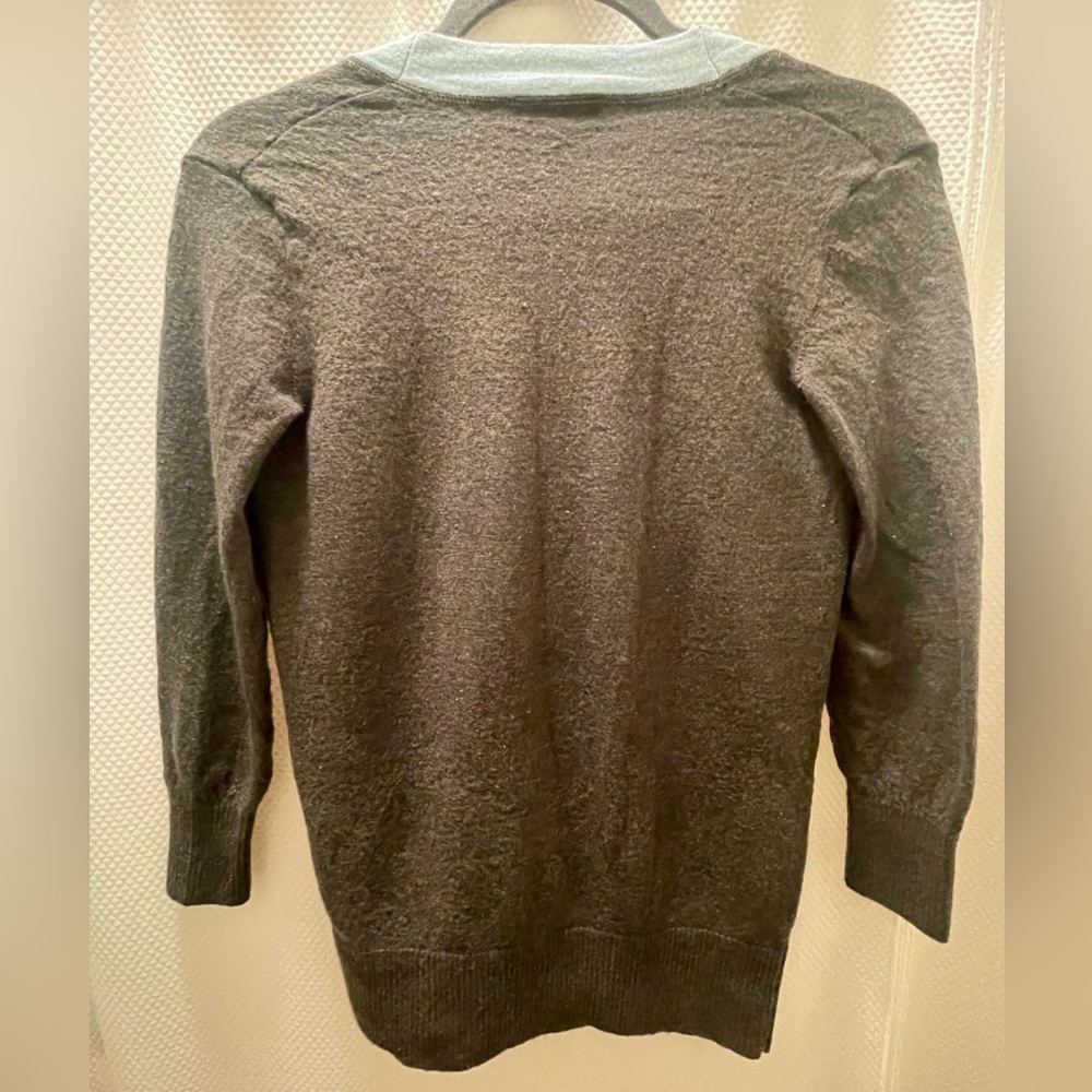 Tory Burch Sweater- Olive Green with light blue trim and logo buttons XS - Picture 5 of 5